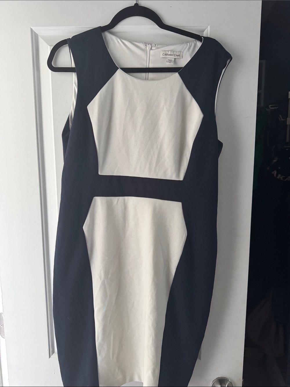 Coldwater Creek Black and White Colorblock Midi Dress
